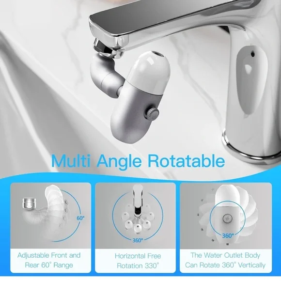Rotatable Faucet for Bathroom Sink,Multi-Function Sink Faucet Extender (Silvery)